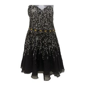 Vintage Y2K Sherri Hill Strapless Sequin Dress Womens 8  NYE Gatsby NYE Hoco